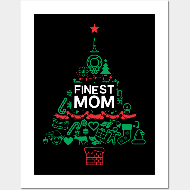 Finest Mom Gift - Xmas Tree - Christmas Wall Art by Vector-Artist